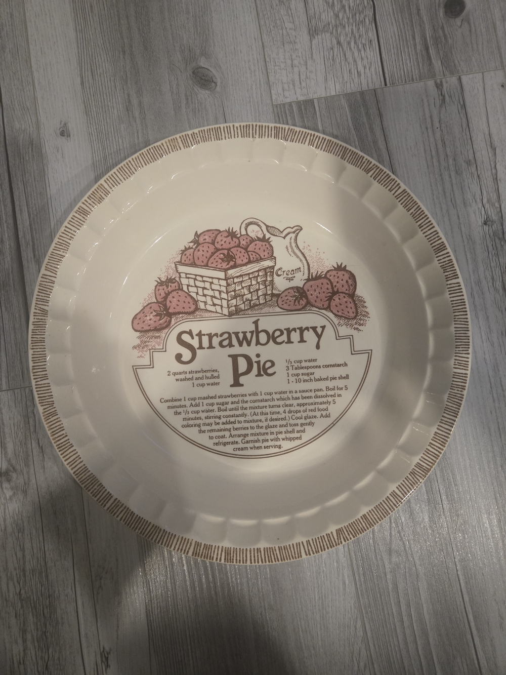 Vintage Royal China by Jeannette Strawberry Pie Recipe Plate 11" Ceramic USA